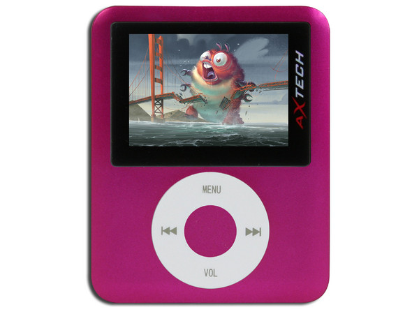 MP4 AXTECH Reproductor de MP3, Radio FM, Fotos, Videoclips y Grabador de Voz. 2GB, Color Rosa