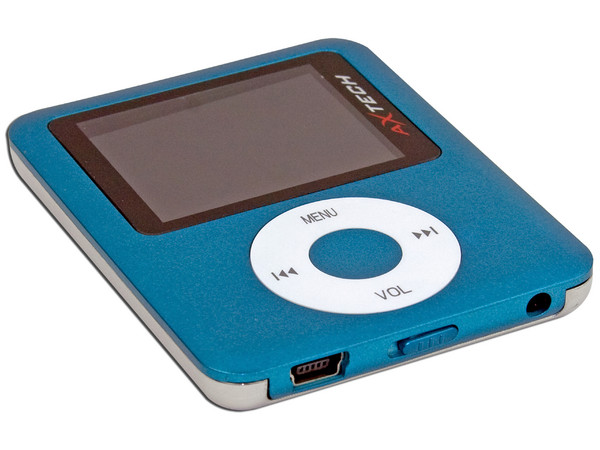 MP4 AXTECH Reproductor de MP3, Radio FM, Fotos, Videoclips y Grabador de Voz. 1GB, Color Azul