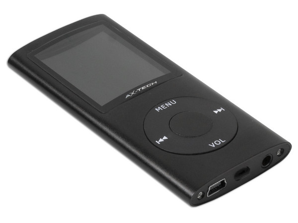 MP4 AXTECH Reproductor de MP3, Radio FM, Fotos, Videoclips y Grabador de Voz. 2GB, Color Negro
