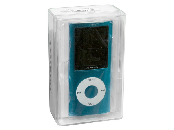 MP4 AXTECH Reproductor de MP3, Radio FM, Fotos, Videoclips y Grabador de Voz. 4GB, Color Azul