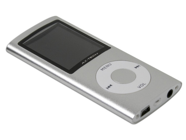 MP4 AXTECH Reproductor de MP3, Radio FM, Fotos, Videoclips y Grabador de Voz. 8GB, Color Plateado