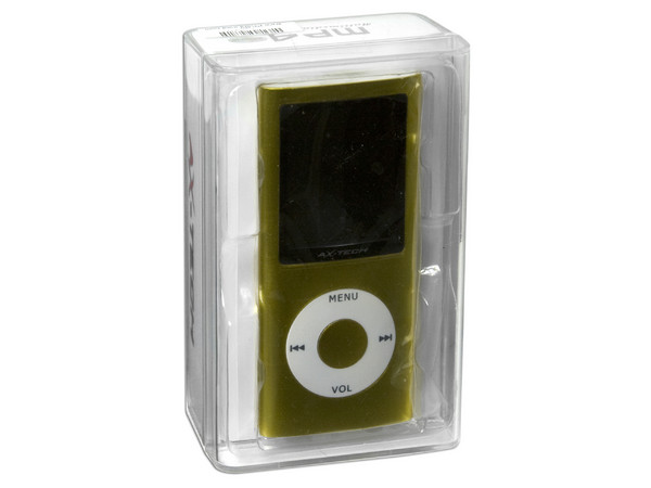 MP4 AXTECH Reproductor de MP3, Radio FM, Fotos, Videoclips y Grabador de Voz. 4GB, Color Amarillo