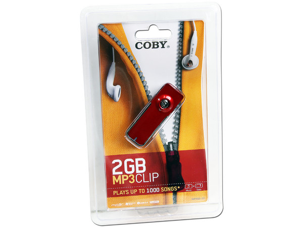 Reproductor MP3 Coby Clip de 2GB. Color Rojo