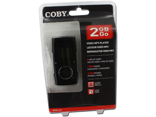 Reproductor Coby de Video, MP3 y Radio FM de 2GB. Color Negro