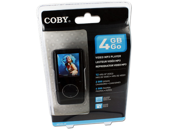 Reproductor Coby de Video, MP3 y Radio FM de 4GB. Color Negro