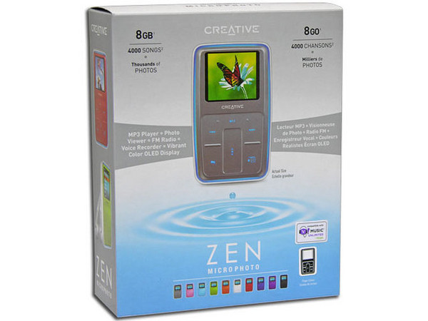 Reproductor de MP3, Radio FM y Fotos Zen Micro Photo Creative con 8GB, Interfase USB 2.0. Color Negro