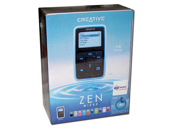 Reproductor de MP3 y Radio FM Zen Micro Creative con 6GB, Interfase USB 2.0. Color Negro