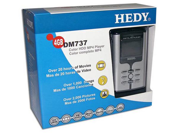 Reproductor de MP3/MP4 HEDY Radio FM, Video y Fotos. 4GB, USB 2