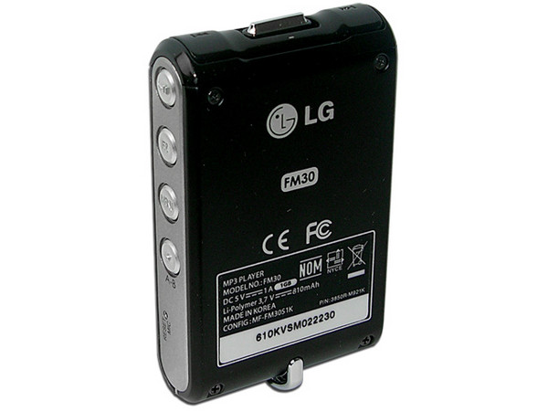 LG FM30 Reproductor de MP3, Radio FM, Fotos, Videoclips y Grabador de Voz. 1GB, Color Negro.