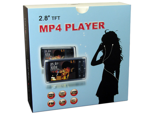 MP4 Player Pantalla 2.8'' de 2GB Reproductor de MP3, Radio FM, Fotos, Videos, Grabador de Voz. Toma Fotos de 1.3MP y Video. Salida a TV (Soporta Memorias MicroSD de hasta 2GB)