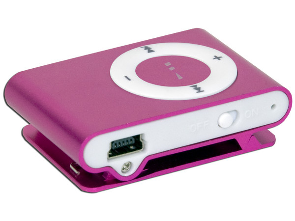 Reproductor de MP3 tipo Clip de 1GB. Color Rosa