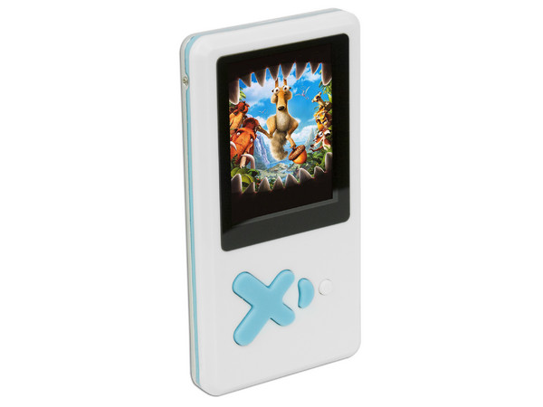 MP4Player Reproductor de MP3, Radio FM, Fotos, Videoclips y Grabador de Voz. 2GB. Color Blanco con Celeste