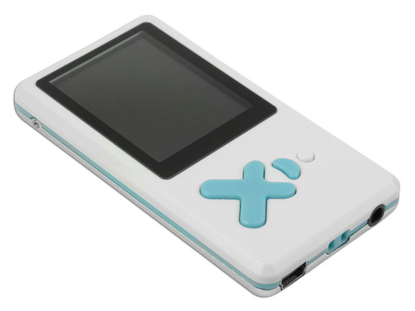 MP4Player Reproductor de MP3, Radio FM, Fotos, Videoclips y Grabador de Voz. 2GB. Color Blanco con Celeste