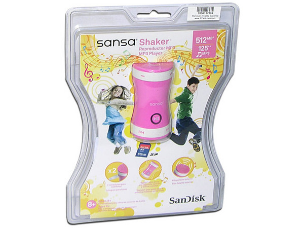 Sansa Shaker MP3, 512MB, Color Rosa. Cambia de Canción y Activa Sonidos Divertidos con solo Agitar el reproductor MP3 Shaker 