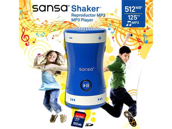 Sansa Shaker MP3, 512MB, Color Azul. Cambia de Canción y Activa Sonidos Divertidos con solo Agitar el reproductor MP3 Shaker