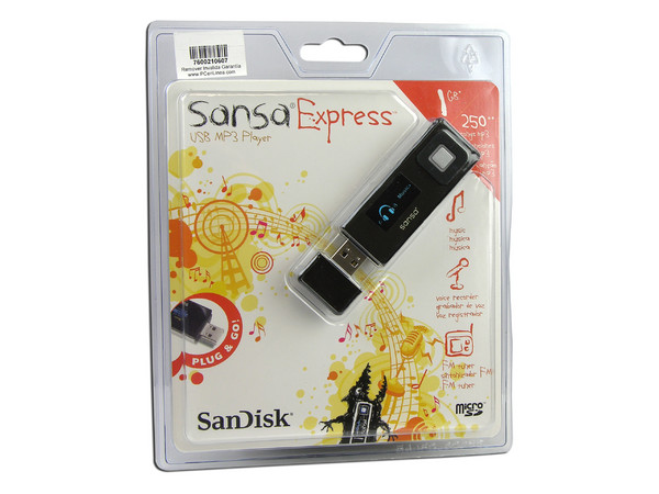 SanDisk Sansa Express c250 Reproductor de MP3, Radio FM, y Grabador de Voz, 1GB. (Soporta Memorias MicroSD)