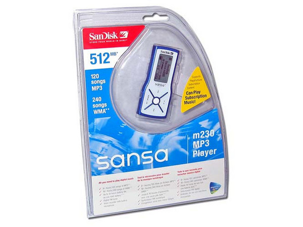 Sansa m230 Reproductor de MP3, WMA, Radio FM y Grabador de Voz. 512MB, USB