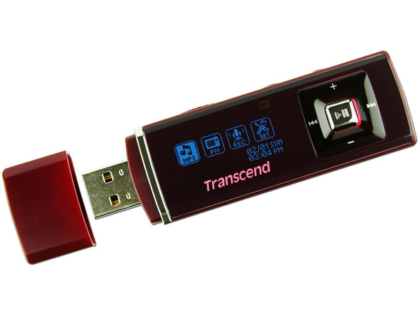 Transcend Reproductor de MP3, Radio FM y Grabador de Voz. 2GB. Color Vino