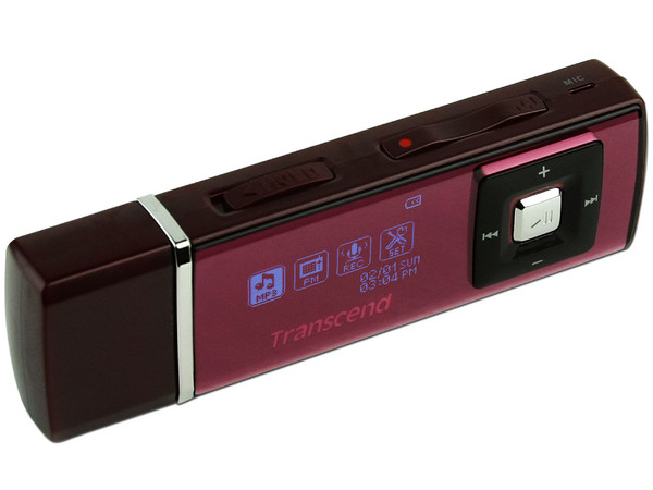 Transcend Reproductor de MP3, Radio FM y Grabador de Voz. 2GB. Color Vino