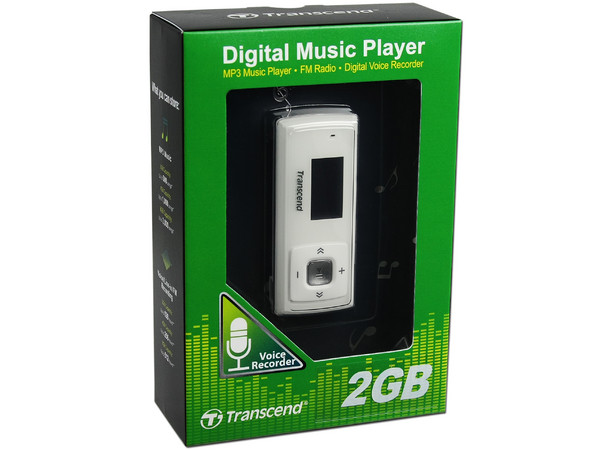 Transcend Reproductor de MP3, Radio FM y Grabador de Voz. 2GB. Color Blanco