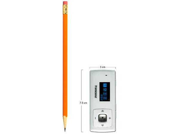 Transcend Reproductor de MP3, Radio FM y Grabador de Voz. 2GB. Color Blanco