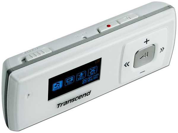 Transcend Reproductor de MP3, Radio FM y Grabador de Voz. 2GB. Color Blanco