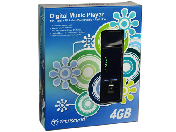 Transcend Reproductor de MP3, Radio FM y Grabador de Voz. 4GB. Color Azul