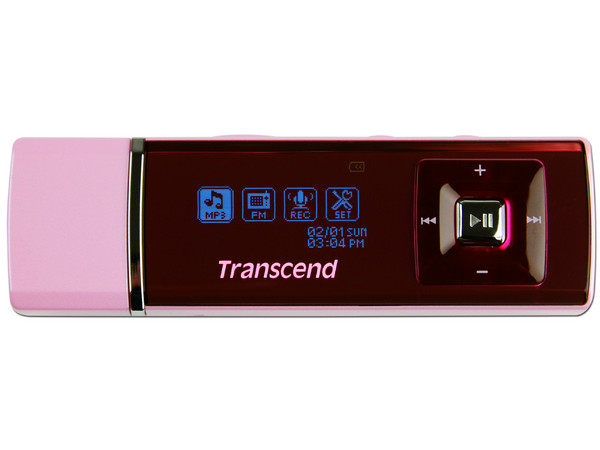 Transcend Reproductor de MP3, Radio FM y Grabador de Voz. 4GB. Color Rosa
