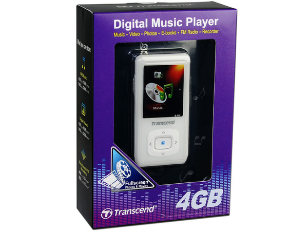 Transcend Reproductor de Video, MP3, Radio FM, Fotos y Grabador de Voz. 4GB. Color Blanco