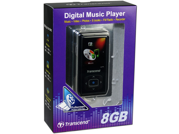 Transcend Reproductor de Video, MP3, Radio FM, Fotos y Grabador de Voz. 8GB. Color Negro