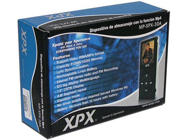 Reproductor de MP3/MP4 XPX, Radio FM, Video, Fotos, y Grabador de Voz, 512MB. USB