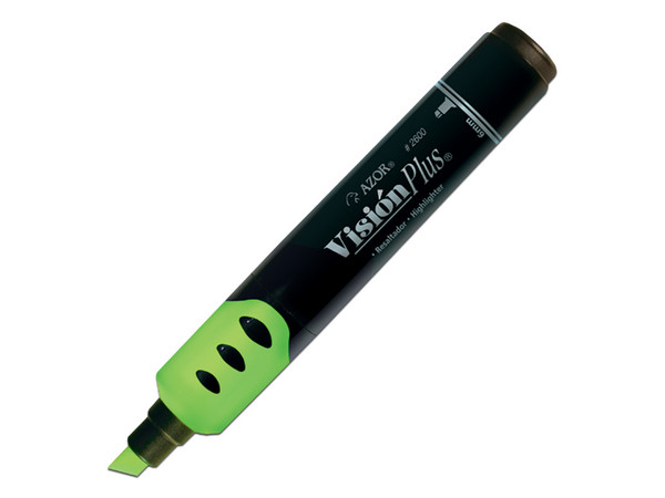 Marcador Azor Vision Plus Fluorescente, Punta Cincel. Color Verde.