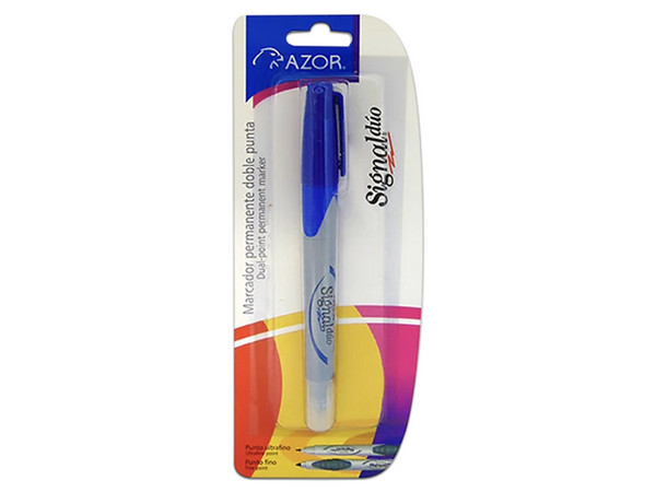 Marcador AZOR Signal Duo 301.3301AZ, Punto Ultra Fino 0.5 mm, Color Azul, (1 Pieza).