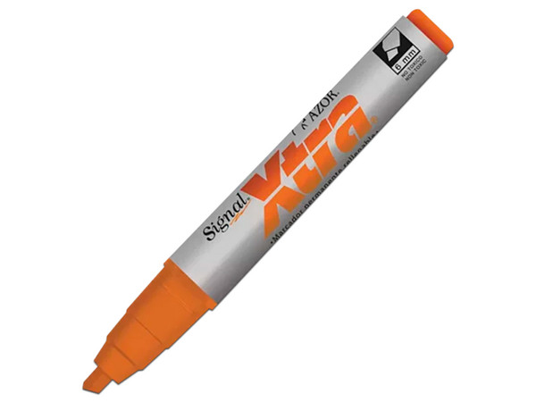 Marcador Signal Xtra Permanente, Naranja, Punta Cincel 6 mm, Paquete de 12 Unidades.