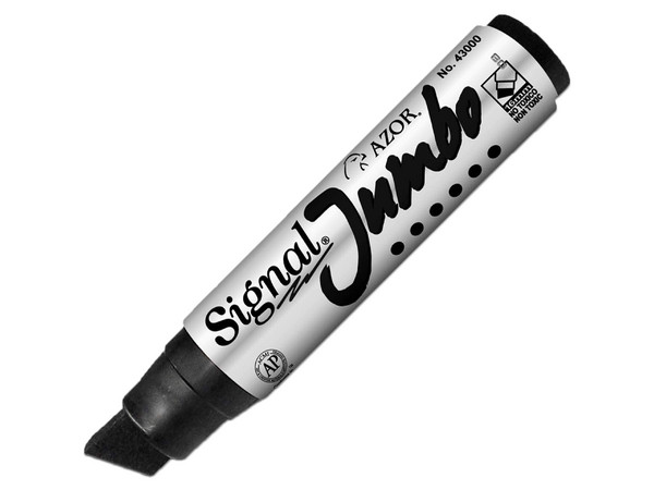Marcador Permanente Azor Signal Jumbo, Punto Extra Grueso, color negro, 4 Piezas.