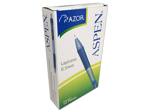 Paquete de Lapiceros Azor Aspen, Punto Fino, 12 piezas. Colores Surtidos.