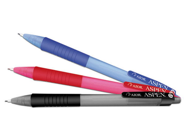 Paquete de Lapiceros Azor Aspen, Punto Fino, 12 piezas. Colores Surtidos.