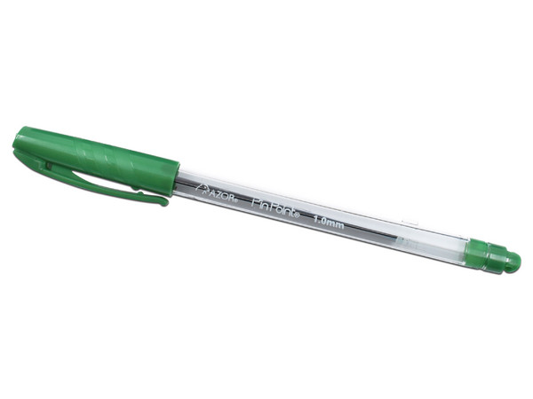 Bolígrafo Mediano Retráctil Pin Point, 1.0 mm, Caja con 12 Piezas. Color Verde.