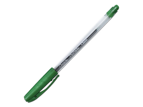 Bolígrafo Mediano Retráctil Pin Point, 1.0 mm, Caja con 12 Piezas. Color Verde.