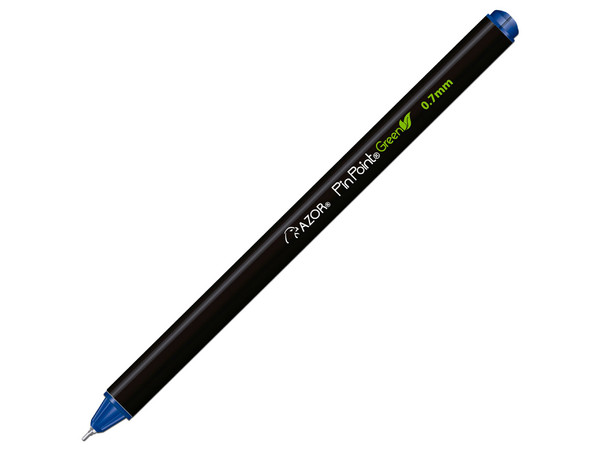 Paquete de Bolígrafos Ecológicos Azor Pin Ponit Green, Punto Fino, 12 piezas, Color Azul.