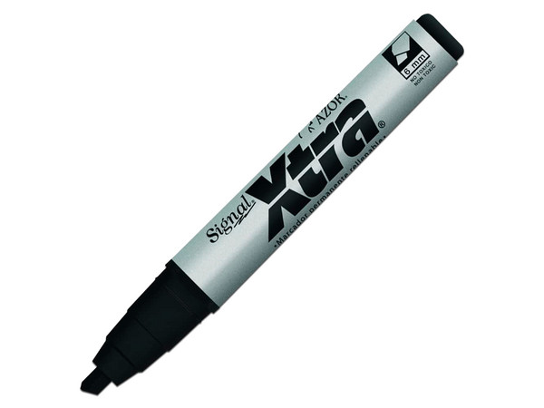 Marcador Permanente Azor Signal Xtra, Punta cincel, Color negro, 1 pieza.