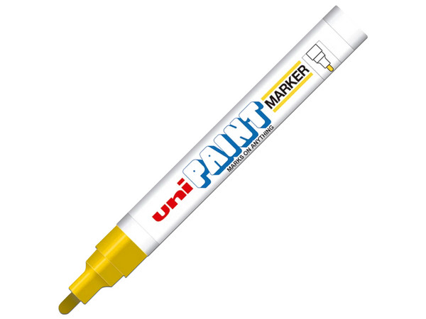 Marcador Azor PX-20 Uniball Paint, Punta Redonda, 12 Piezas. Color Amarillo.