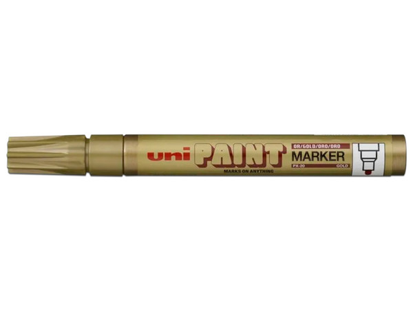 Marcador Azor PX-20 Uniball Paint de punta bala, color oro. Paquete con 12 piezas