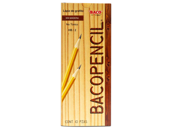 Lápiz BACO BACOPENCIL, Dureza HB/2, 10 pzas, Color Amarillo.