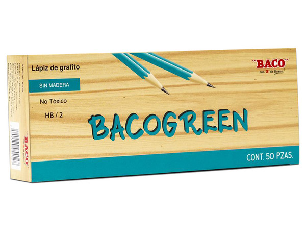 Lápiz BACO BACOGREEN, Color Verde, Paquete con 50 piezas.