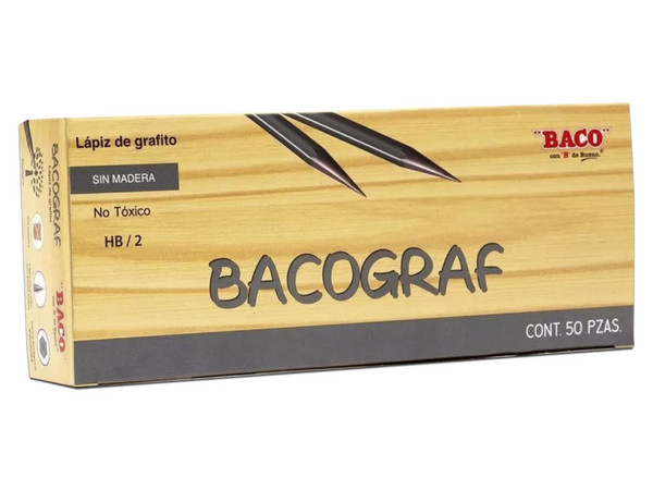 Lápiz de Grafito Baco LP051, Número 2, Color Gris, (50 Piezas).