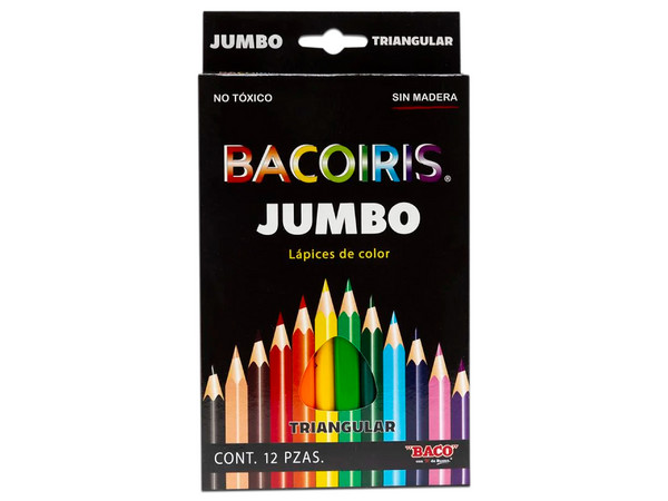 Colores BACO BACOIRIS, Triangulares, Jumbo, Colores Varios, Paquete con 12 piezas.