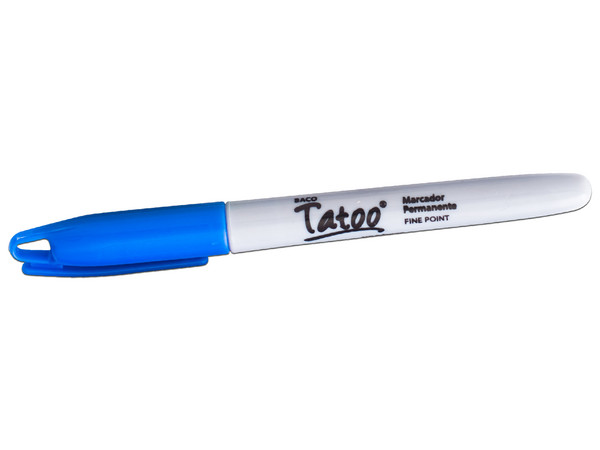 Marcador BACO Tatoo, Permanente, Punto Fino, 10 pzas, Color Azul.