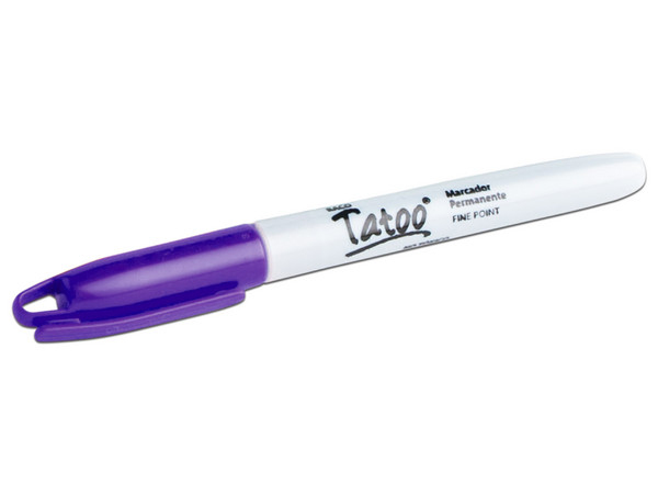 Marcador Permanente Baco Tatoo de punta fina, color morado. paquete con 6 piezas