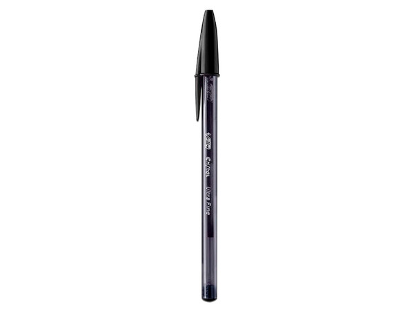 Bolígrafo BIC ultra fino de 0.7mm, Color Negro. Paquete con 12 piezas.